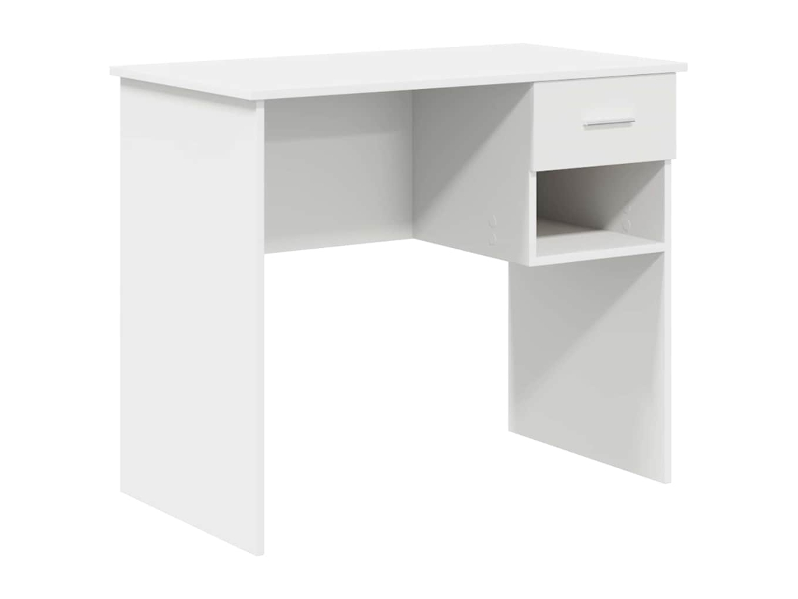 Escritorio | Escritorio con cajón, blanco, 90 x 49 x 75 cm, madera tratada