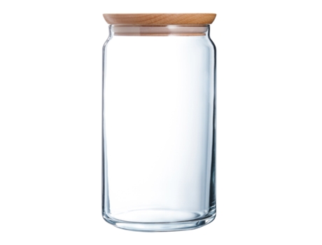 Bote Hermético Redondo En Vidrio Con Tapa De Madera LUMINARC (2L)
