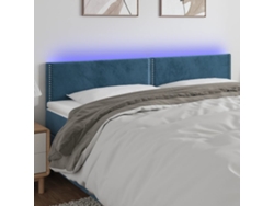 Cabecero Con Led De Terciopelo Azul Oscuro 200x5x78/88 Cm
