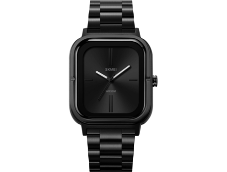 VEANXIN Reloj de pulsera cuadrado resistente al agua de acero inoxidable fácil de leer para hombre-Negro Oro L