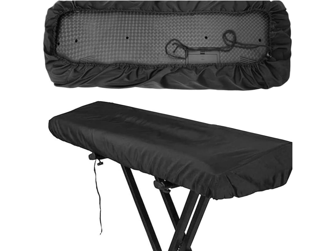 Funda Antipolvo Para Teclado De 61 Teclas — Tela Oxford Negra, A Prueba De Polvo E Impermeable, Con Cierre De Cordón