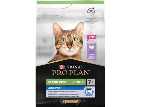 Pienso para Gatos PURINA Pro Plan Longevis (3Kg - Seco - Adulto - Castrados - Sabor: Pavo y Arroz)