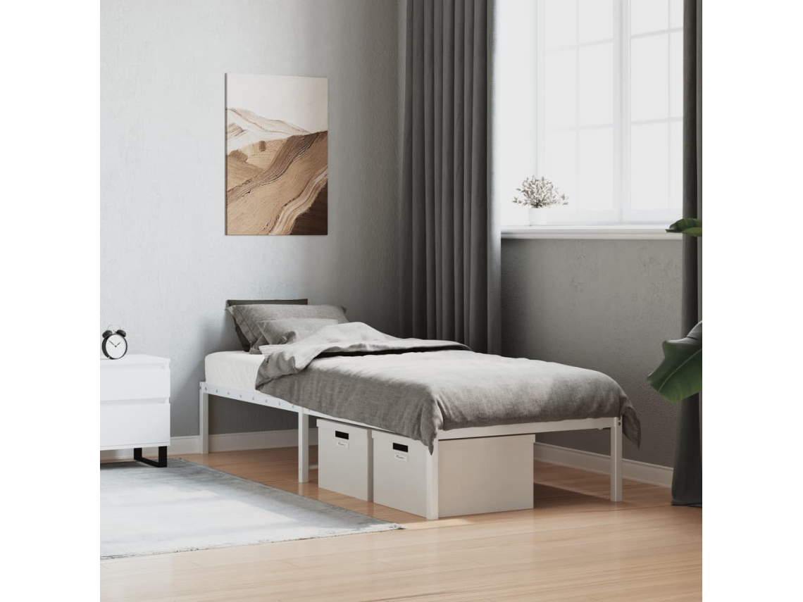 Estructura De Cama Sin Colchón Metal Blanco 75x190 Cm