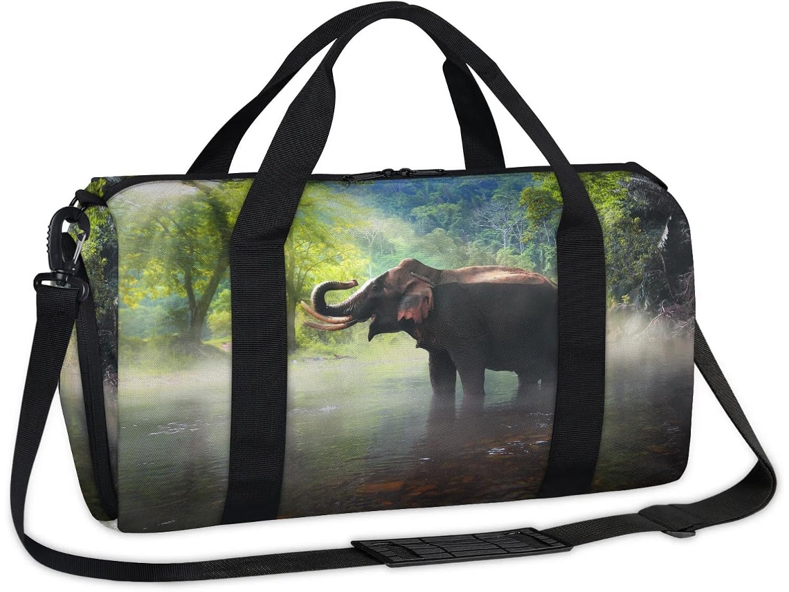 Bolsa deportiva con estampado de elefante, tejido de poliéster, 45x21x5x23cm, Pa Design Du