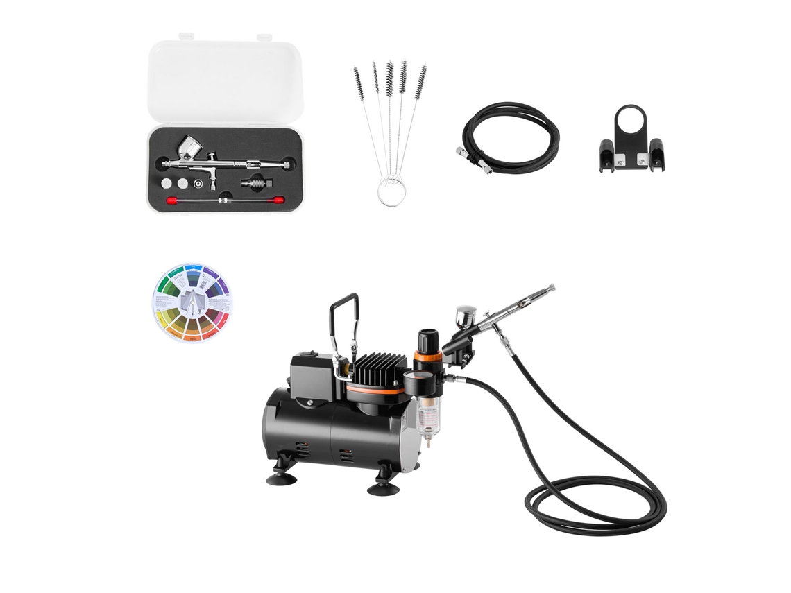 Kit de aerógrafo Succebuy con compresor de aire de 1/6 HP, incluye 1 aerógrafo y 3 boquillas