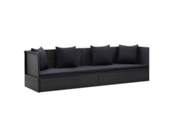 Sofá de jardín con cojín y almohada de ratán negro Lovely Home