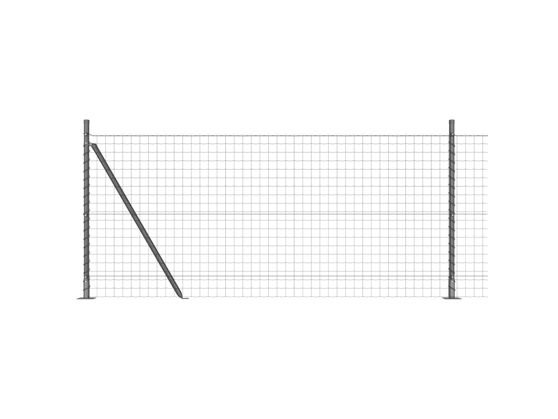 Valla europea Vidaxl con postes con brida, acero galvanizado, gris acero