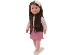 Muñeca Sienna 46 Cm Brazos Piernas y Muebles Párpados Pelo Largo Rosa