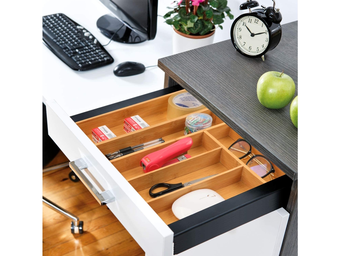 Cajón de bambú expandible, cajón ajustable para cubiertos y divisor de madera.