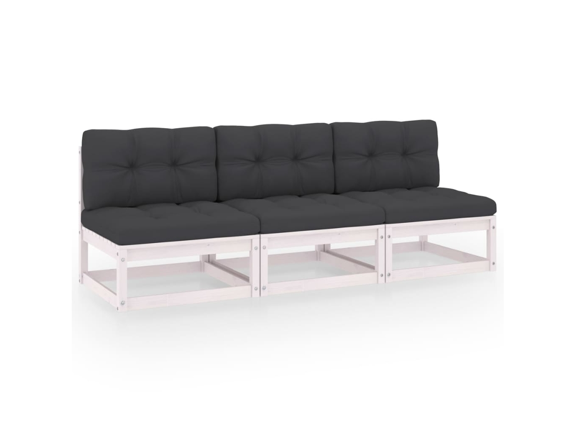 Sofá de 3 plazas con cojines de pino macizo Dkd Home Decor