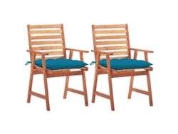 Sillas de comedor de jardín de dos piezas DKD Home Decor con cojines de acacia maciza