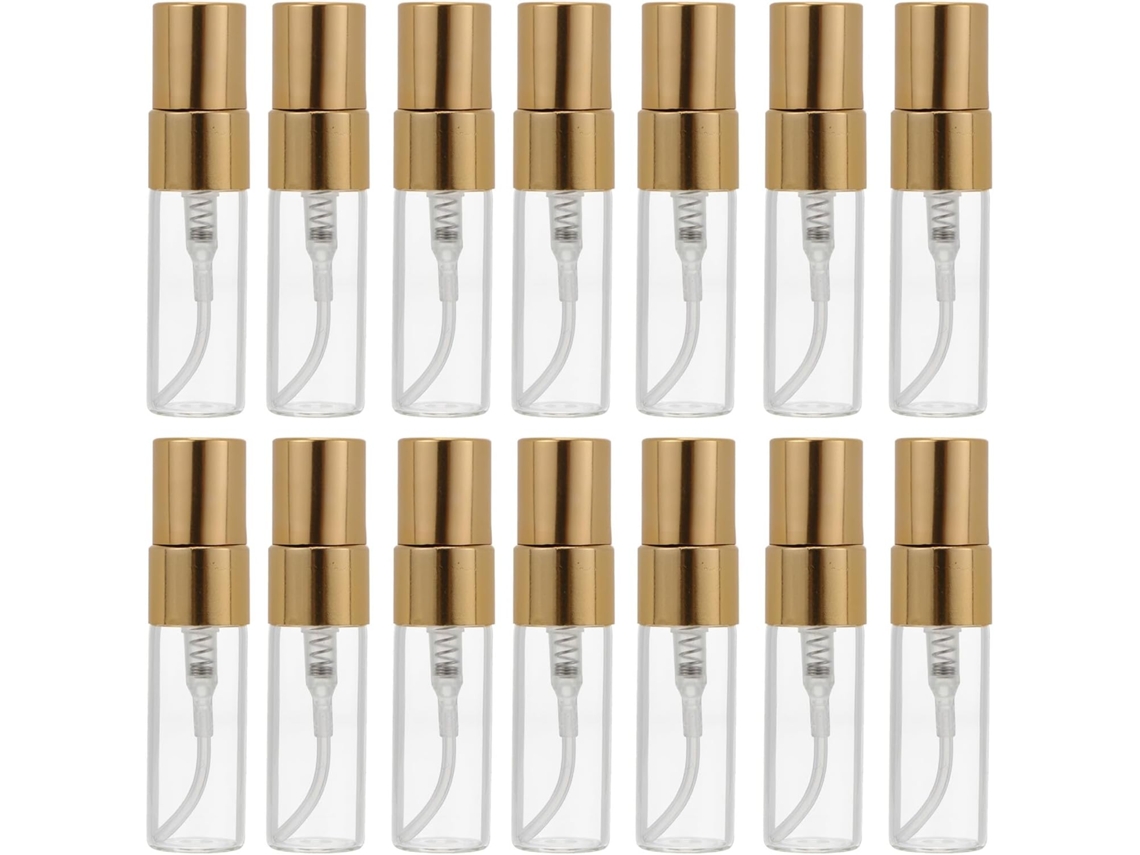 Nuobesty De 20 Mini Frascos De Perfume Em Spray, 3ml, Vidro Transparente, Borrifador Dourado