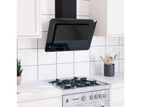 vidaXL Campana extractora acero inoxidable vidrio templado negro 60 cm