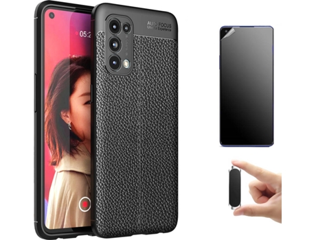 Kit Carcasa, Protector Y Soporte Oppo Find X3 Lite Ultimatte Rugged Leather Negro