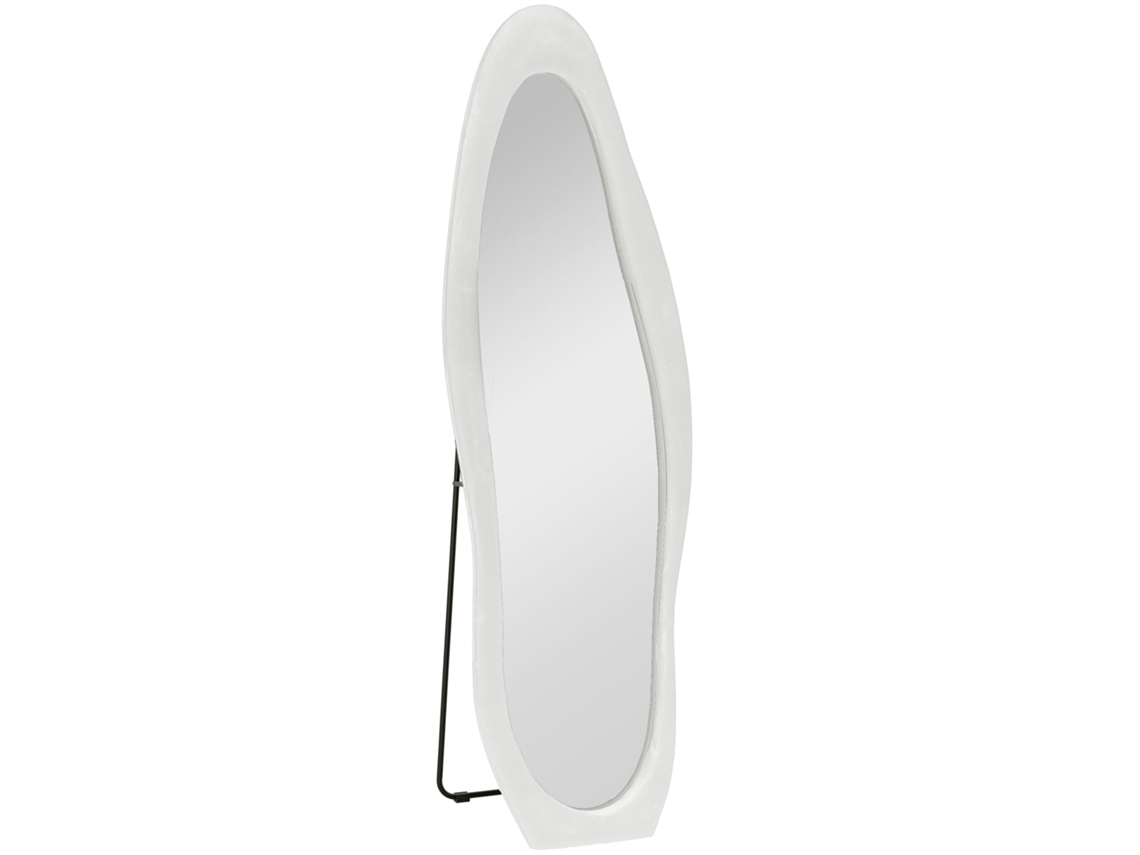 Espejo De Cuerpo Entero De 50x160 Cm Con Terciopelo Blanco Ondulado.