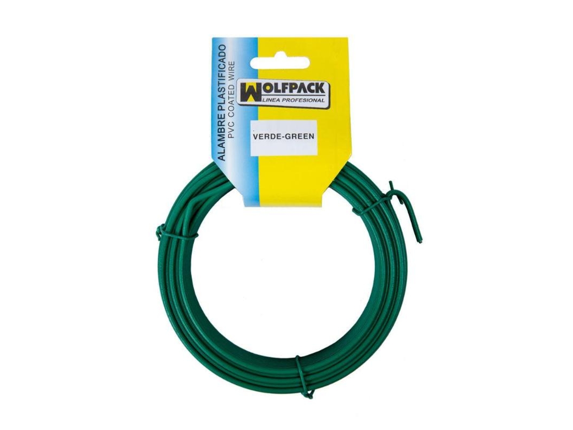 Alambre Plastificado (Rollo 20 Metros) Verde Nº 16 / 2.7 mm WOLFPACK LINEA PROFESIONAL