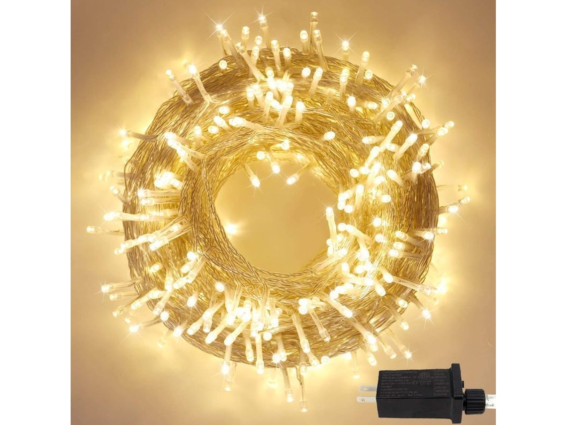 Guirnalda De Luces Led Extensible De 25 Metros (82 Pies) Con 200 Luces Para Uso En Interiores Y Exteriores, Luz Blanca Cálida Para Árboles De Navidad.