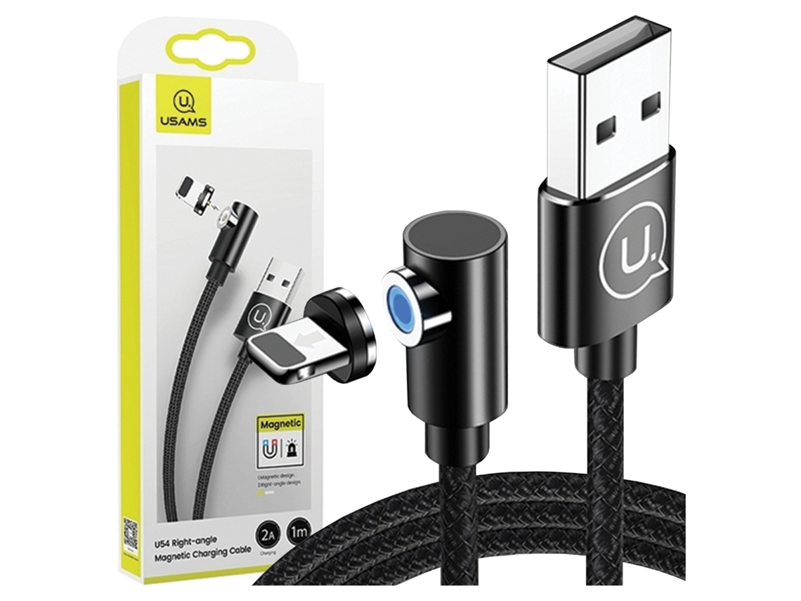 Cable USB A a Lightning de 1 m Usams, magnético en ángulo para teléfonos Apple
