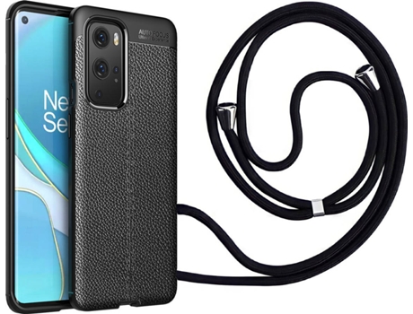 Funda Oneplus 9 Pro Rugged Leather con Collar Negro
