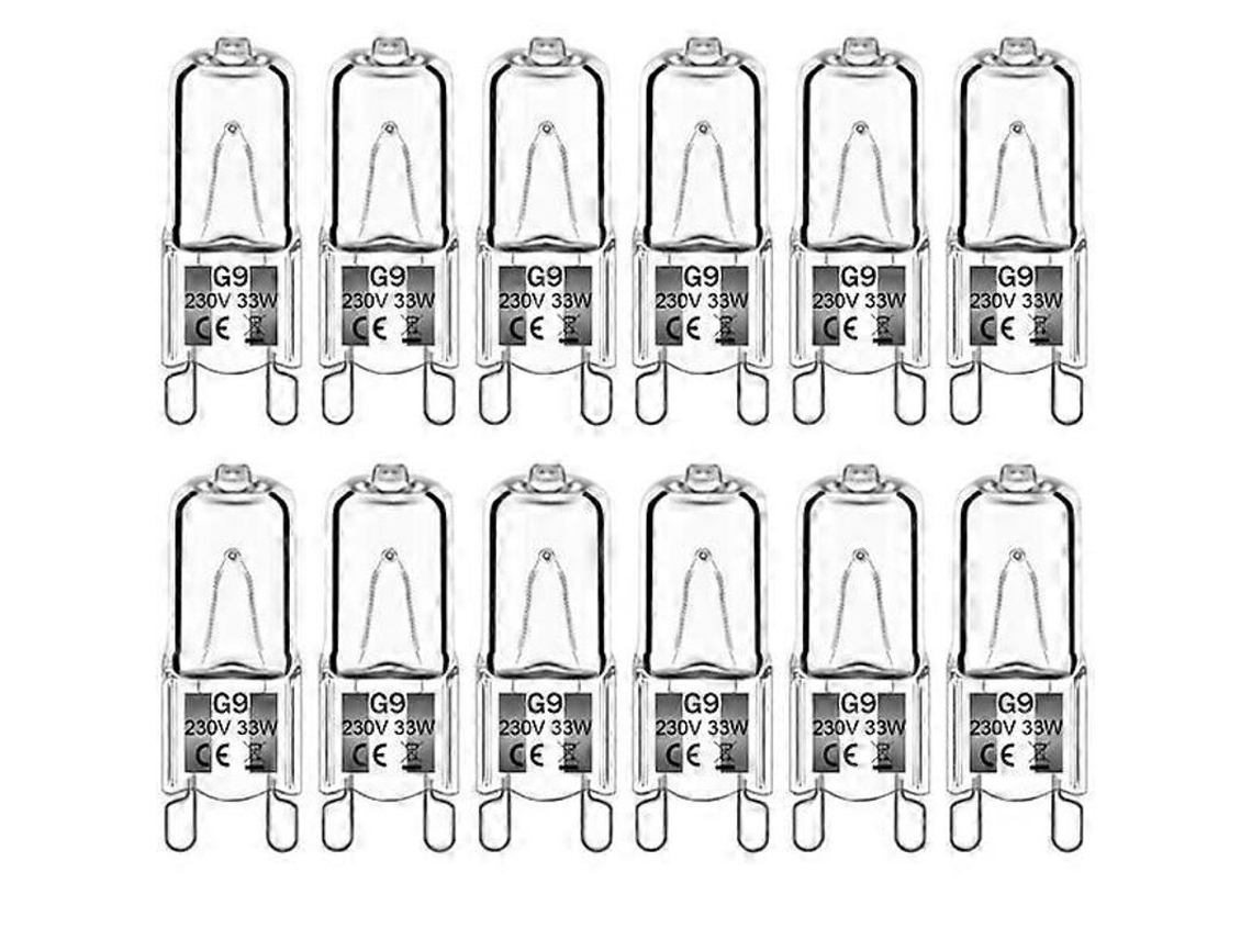 12 Bombillas Halógenas G9 De 33 W, 230 V, 2800 K, Luz Blanca Cálida, 380 Lm, Regulables, Sin Función De Parpadeo.