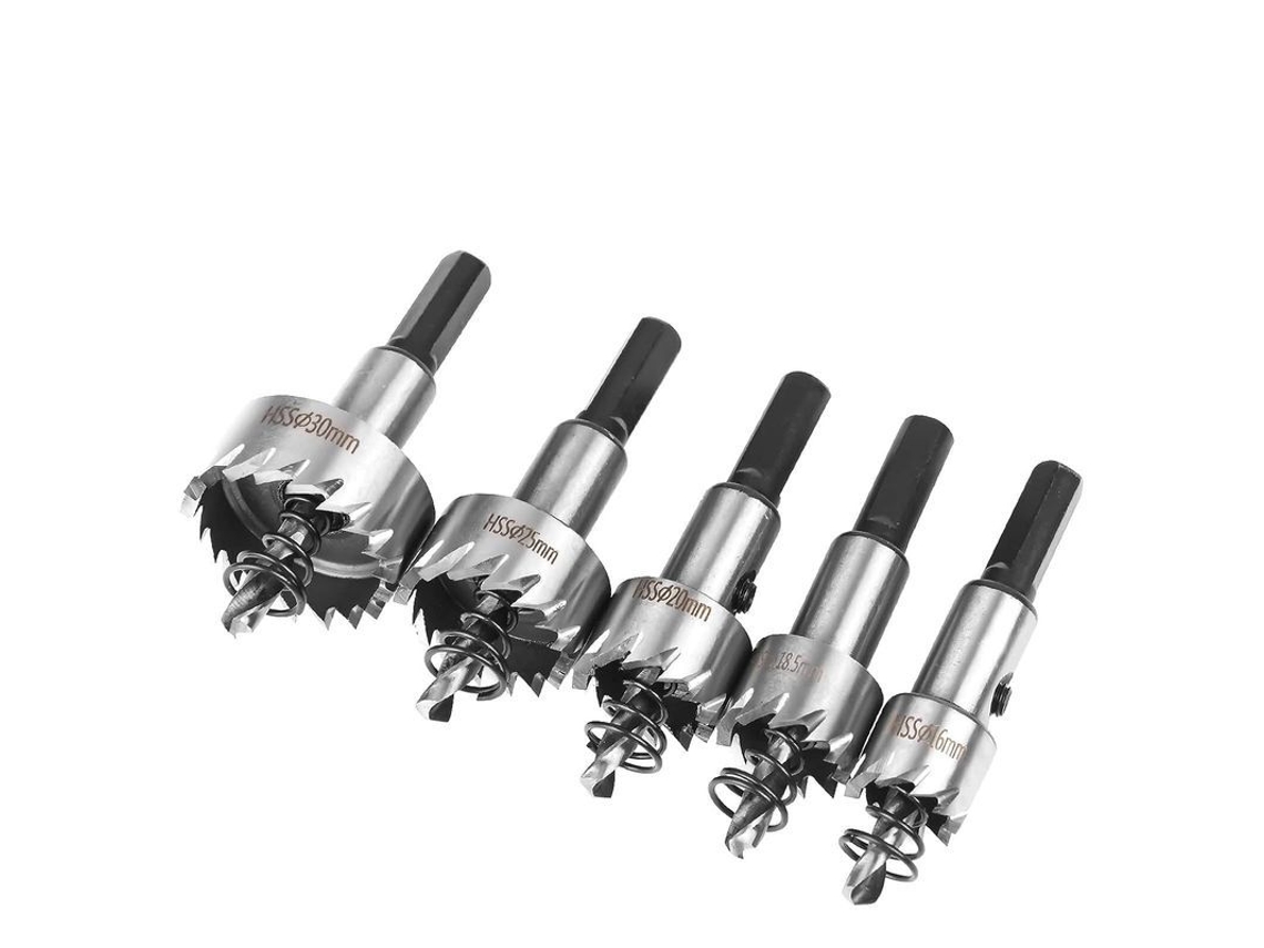 5 Piezas Sierra Hss De Cobalto Ø16/18.5/20/25/30mm Para Acero Inoxidable Y Metal