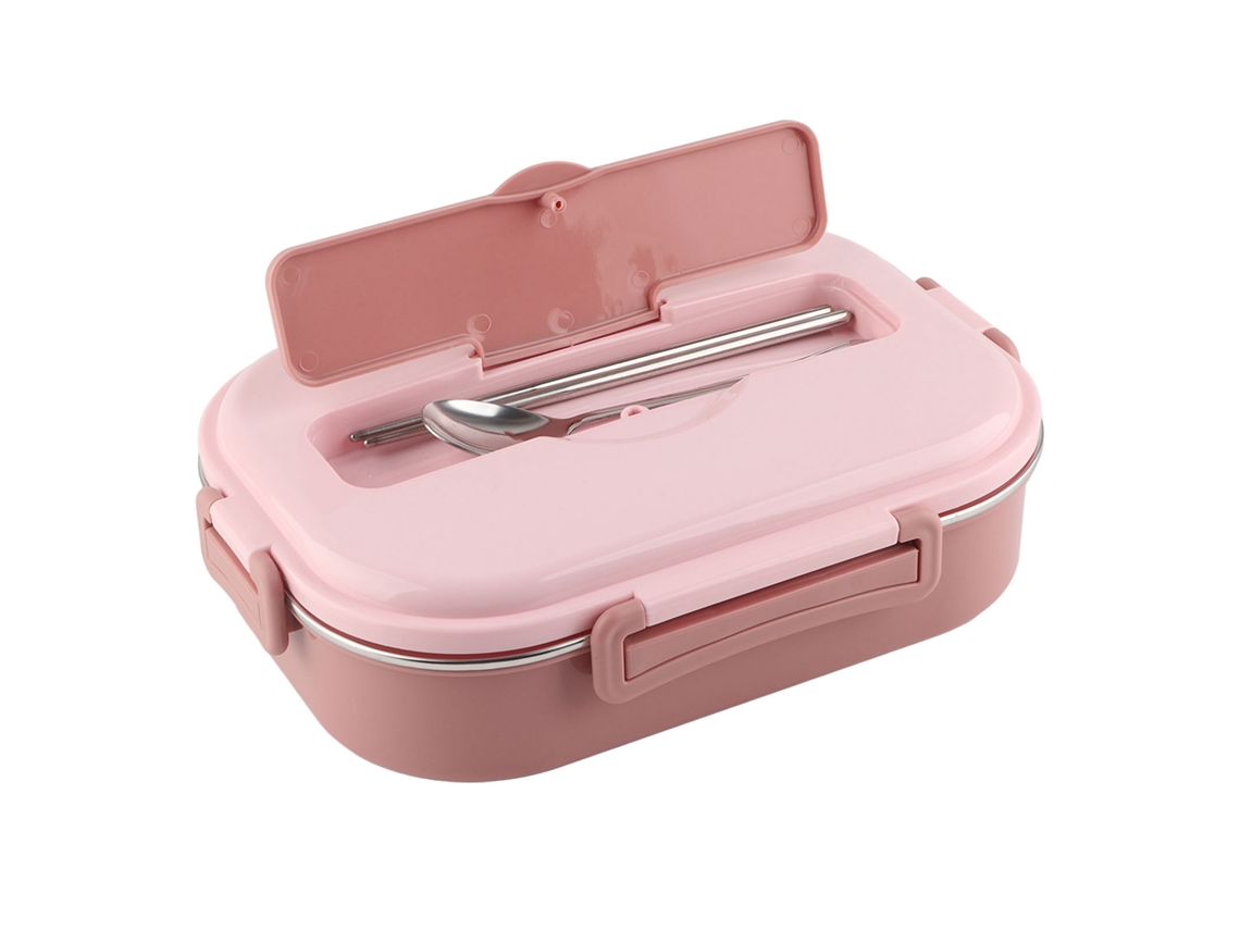 MEOIRUERY Caja de Almuerzo de Acero Inoxidable 4 Compartimentos Portátil para Bento Box Contenedor de Almacenamiento de Alimentos para Estudiantes y Adultos