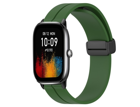 Correa de reloj inteligente para Amazfit GTS 4 Correa de reloj de silicona con cierre magnético de color sólido de 20 mm (verde militar)