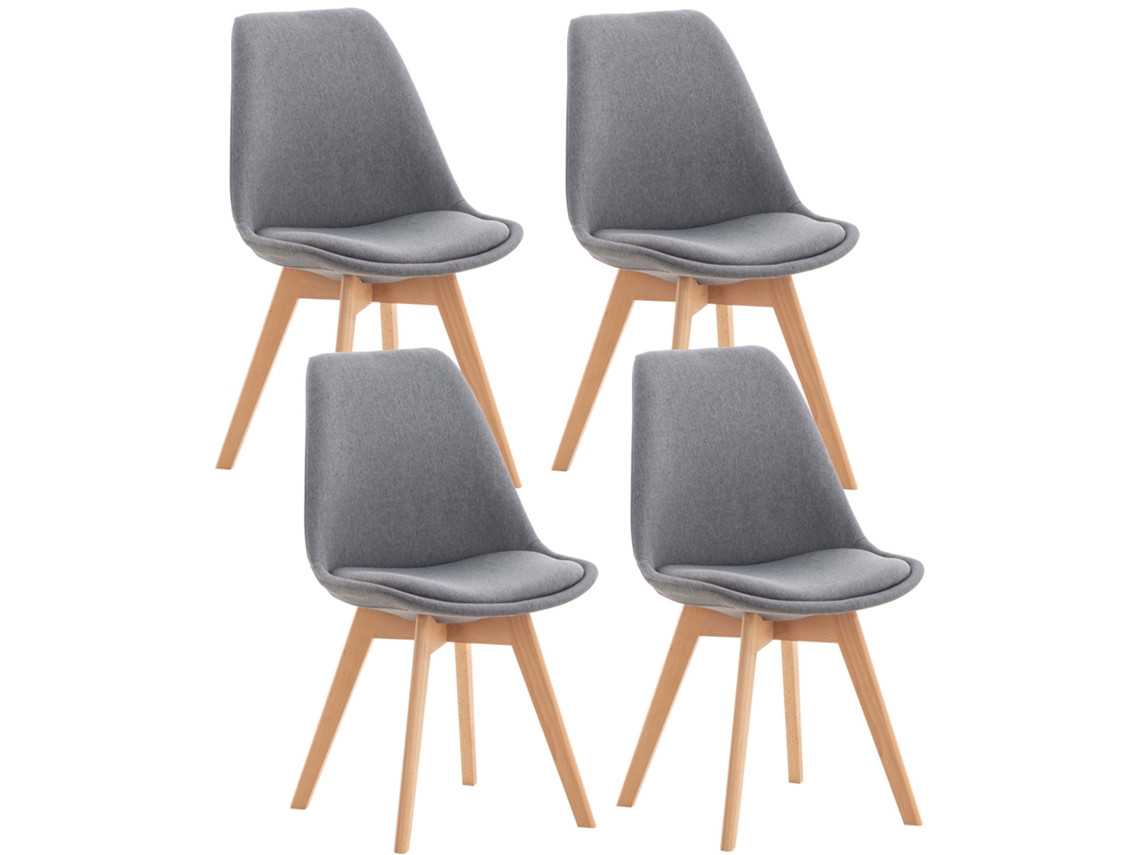 Juego de 4 sillas de comedor Linares gris claro/tela CLP