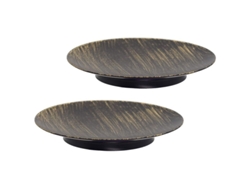 Platos Portavelas Retro Negro Oro Set De 2 Para Decoración De Fiesta Cena