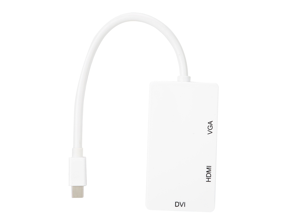 Conversor Adaptador Cable Displayport Minidp A Hdmi Dvi Vga 3 En 1 Para Monitor Proyector