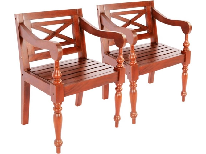 Conjunto 2 Silla Jardin VIDAXL Marrón Madera