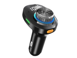 Transmisor FM Bluetooth con carga USB dual, llamadas manos libres y compatibilidad universal para teléfonos inteligentes (negro)