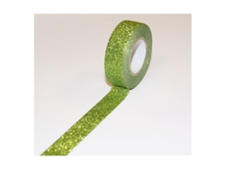 GLOBAL GIFT Cinta adhesiva - Verde - Purpurina - Reposicionable - 15 mm x 10 m