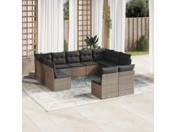 Conjunto de sofás de jardín de 11 piezas DKD Home Decor con cojines de mimbre gris