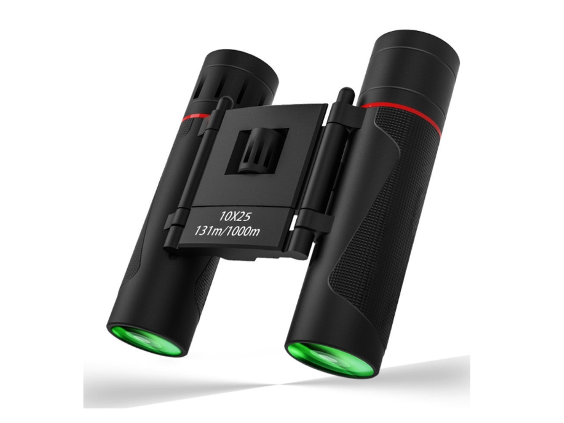 Mini binoculares 10x25 HD compactos y plegables para observación de aves, conciertos, deportes, senderismo, caza y acampada, color negro Yizhood