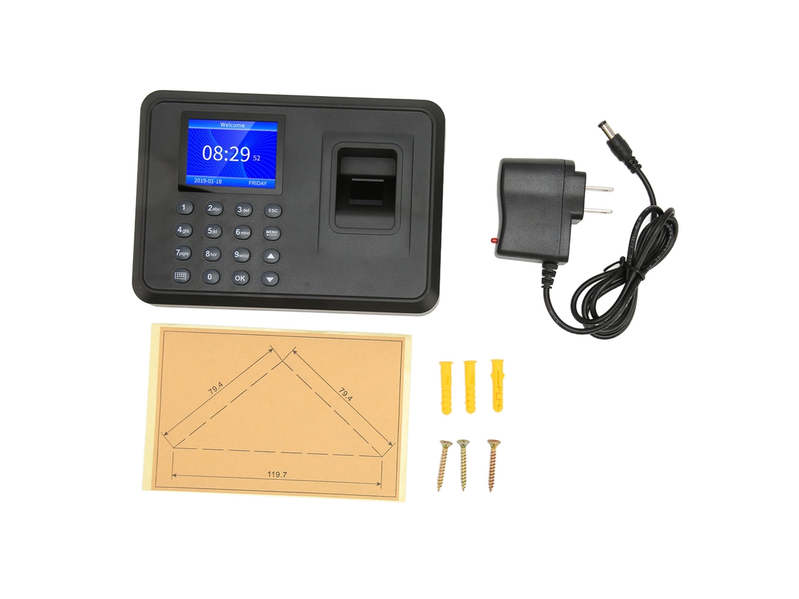 Reloj Digital Biométrico De 2,4 Pulgadas, Capacidad Para 1000 Usuarios, Visualización Del Nombre, Enchufe Estadounidense, 100-240 V.