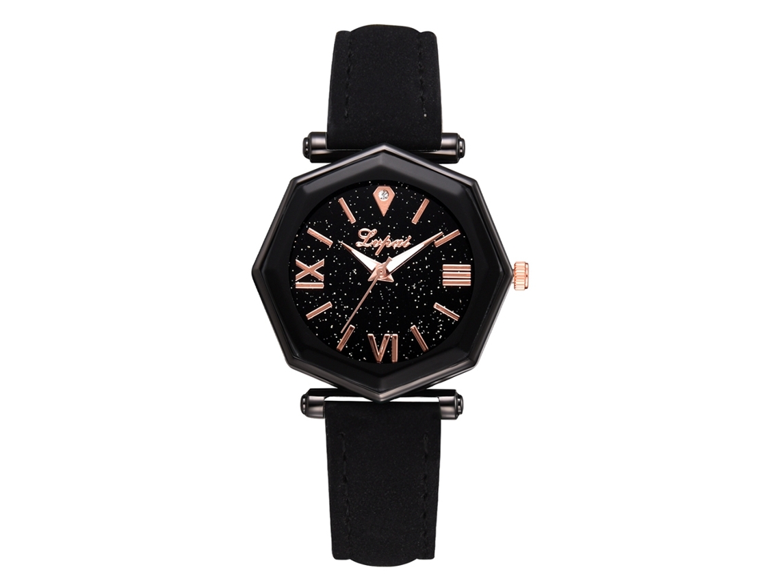 Reloj De Pulsera De Cuarzo Para Mujer Con Correa De Piel Sintética, Lvpai Negro.