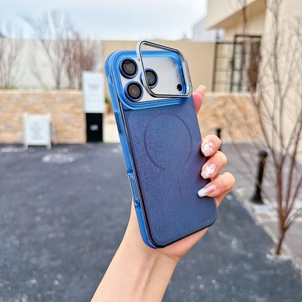 (iphone 11, Azul) Funda Invisible Con Soporte Magnético Para Iphone, Compatible Con La Carga Inalámbrica Magsafe.