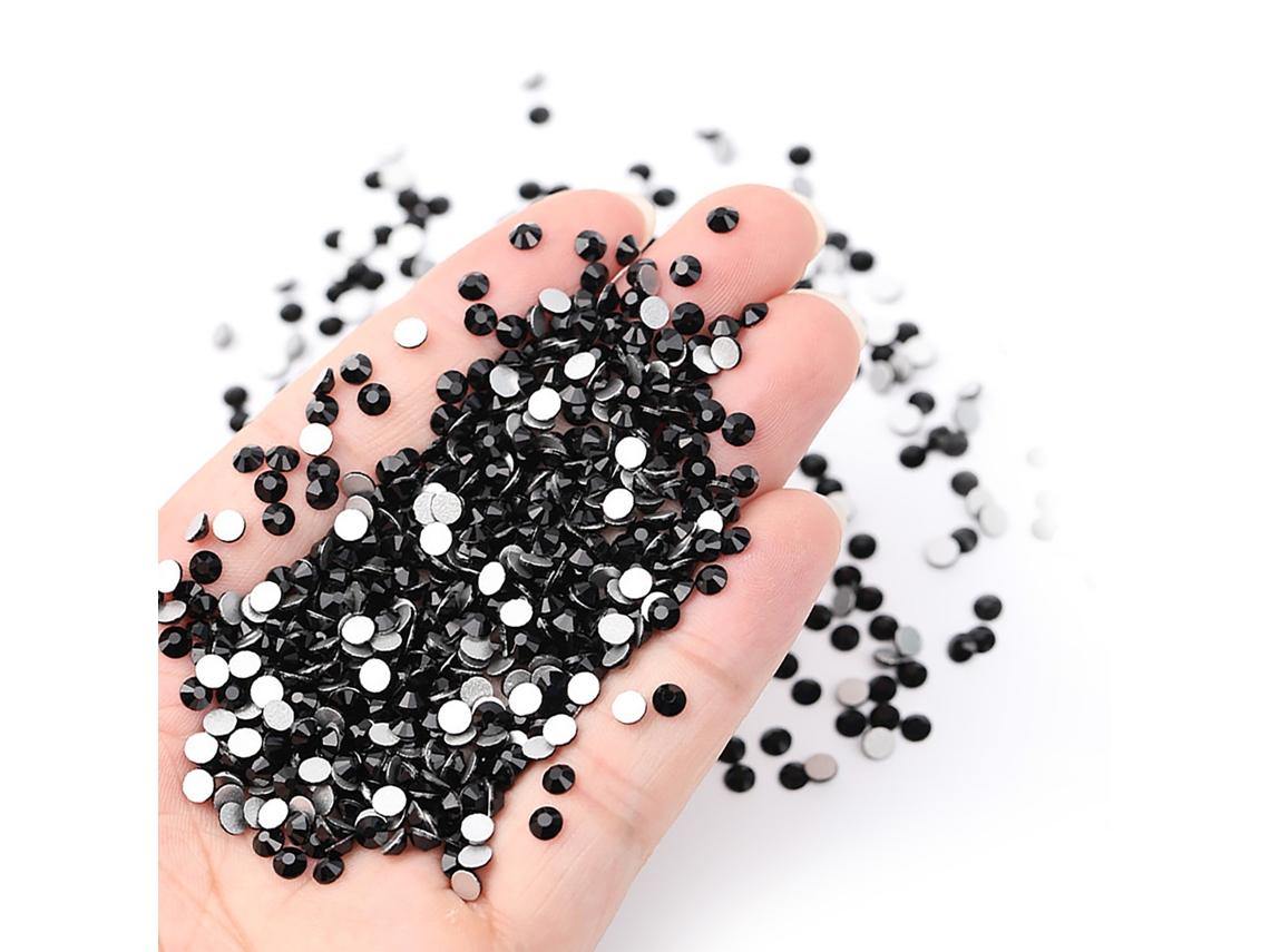 1440pcs Pedreria De Uñas Diy Piedras De Vidrio Brillantes Decoración De Uñas Piedras Negras Para Manicura