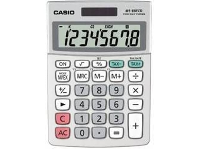 Calculadora Básica CASIO MS-88ECO Gris (8 dígitos)