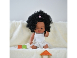 Muñeca de vinilo negro, muñeca reborn, juguete de bebé de simulación de vinilo suave, juego de regalo de 8 (8 piezas)