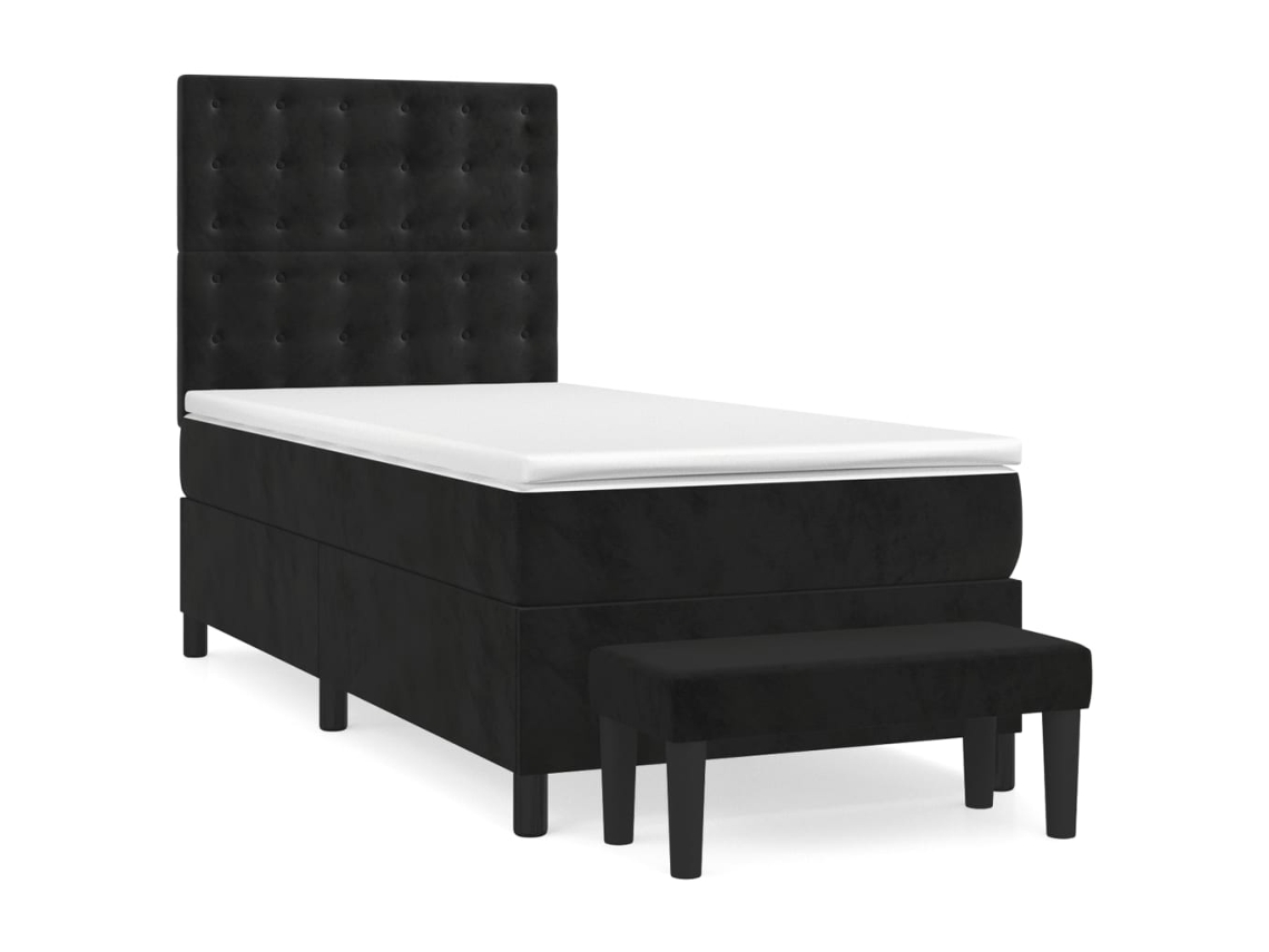 Maison Exclusive - Cama Box Spring Con Colchón Terciopelo Negro 80x200 Cm