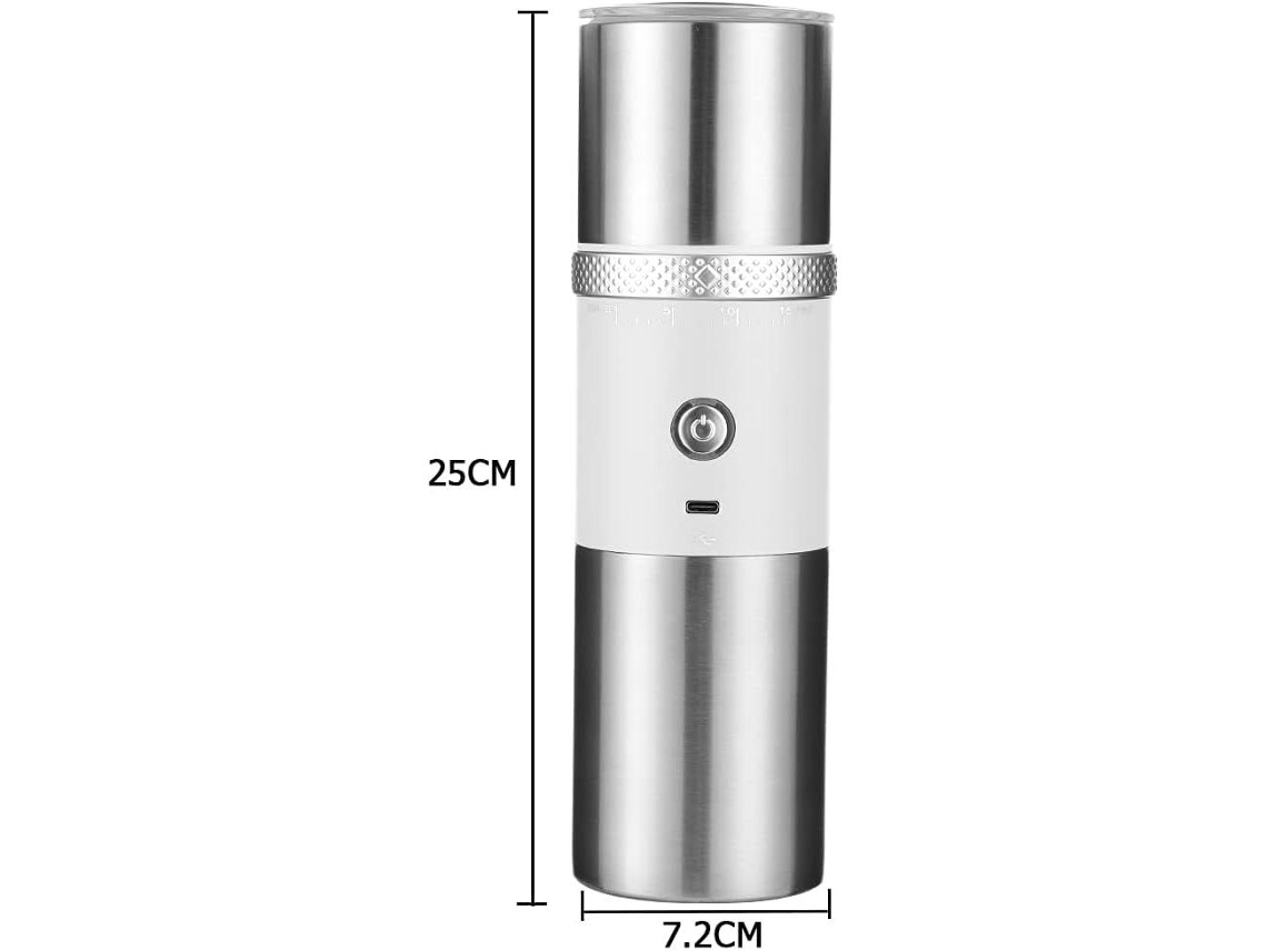 Molinillo de café eléctrico portátil, máquina de espresso de acero inoxidable, 15 configuraciones