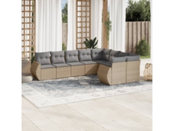 Conjunto de 9 sofás de jardín con cojines de mimbre beige de Dkd Home Decor