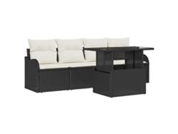 Maison Exclusive - Conjunto De Sofá De Jardín 5 Pcs Negro Rattan De Poliéster