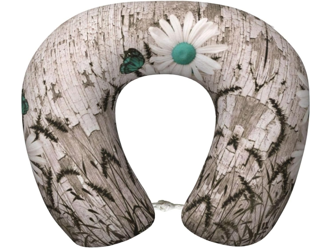 Almohada Viaje Daisy Espuma Viscoelástica Poliéster Confort. Soporte Relajación, Fácil