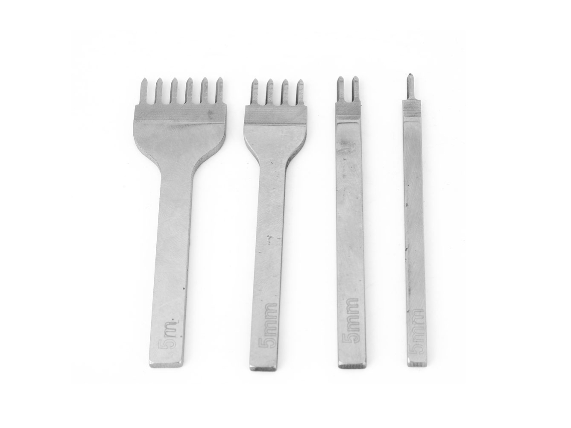 Ferramentas De Artesanato Em Couro Diy De Aço: Punch De Costura Com 1/2/4/6 Dentes (5mm)