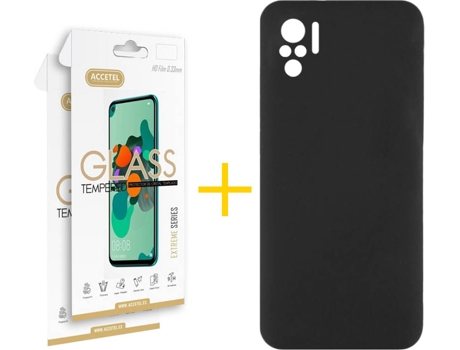 Kit Funda + 2 Protectores de Pantalla Xiaomi Redmi Note 10 4G / 10S ACCETEL Liso 11 Negro