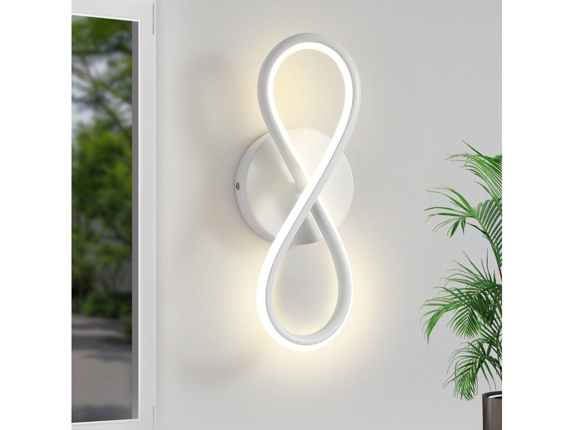 Aplique de pared LED negro de 7 W, diseño curvo, blanco cálido 3000 K, para escalera interior, Nettlife