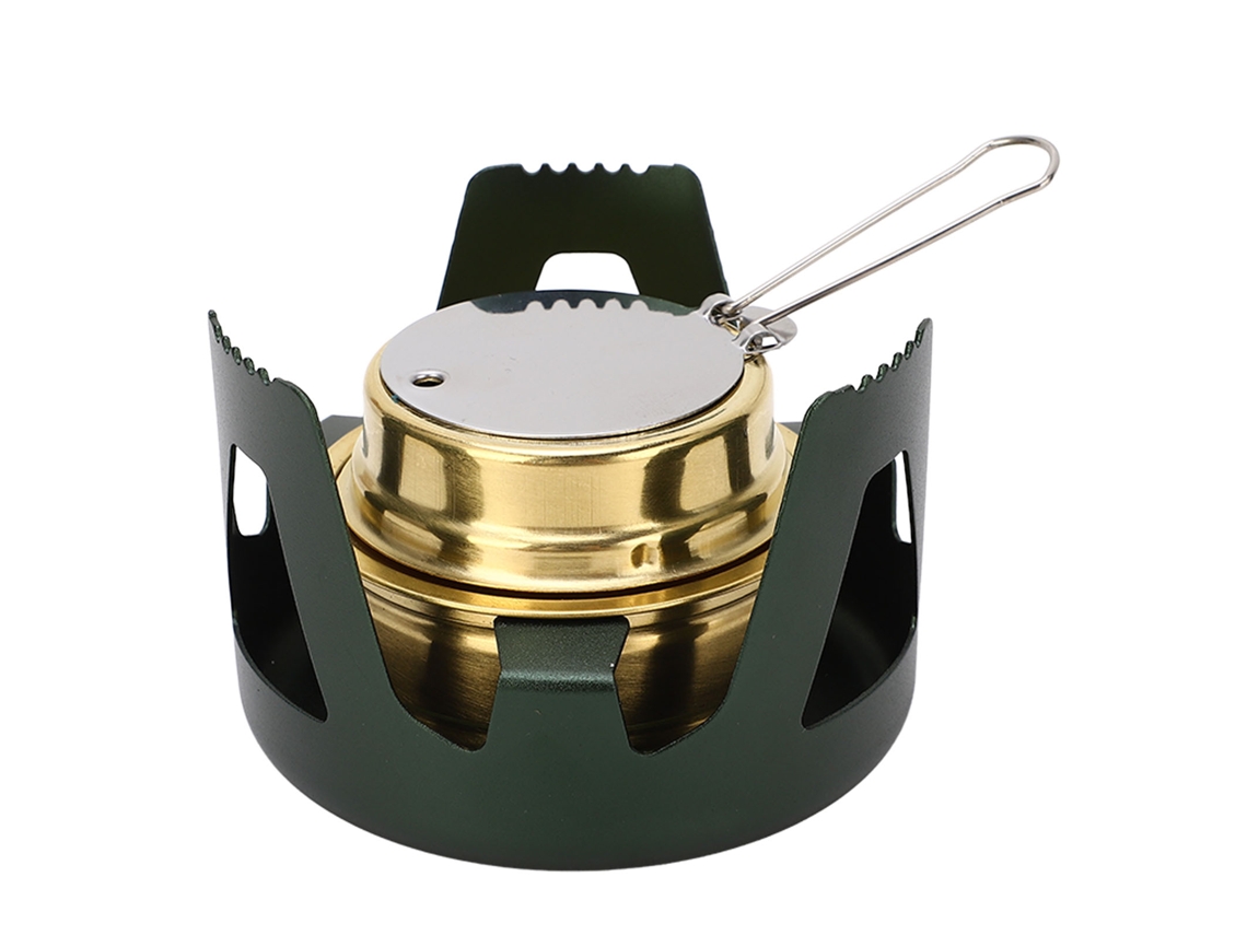 Hornillo De Alcohol Miniatura Portátil, De Latón Y Aluminio, Triturador Seguro, Para Camping Y Cocina, Verde Oscuro.